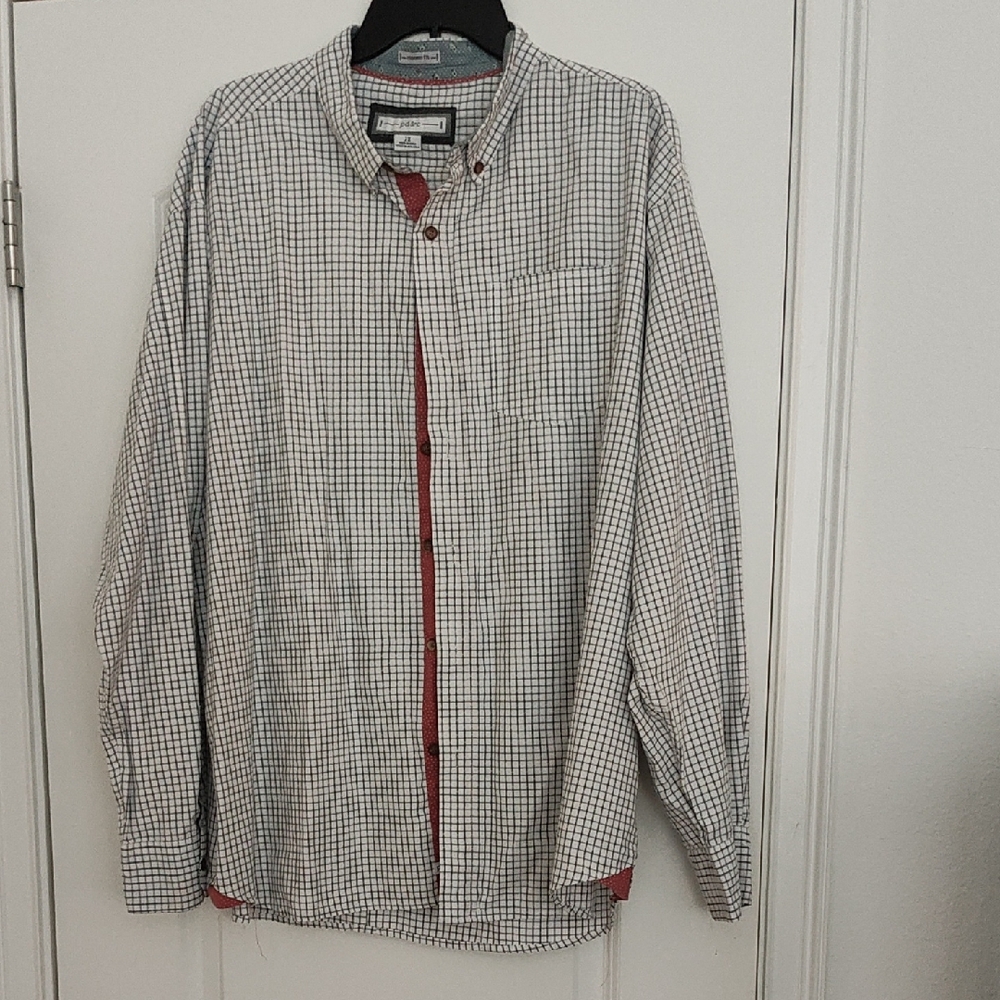 PD&C Classic Fit Checkered Shirt with Pink Trim